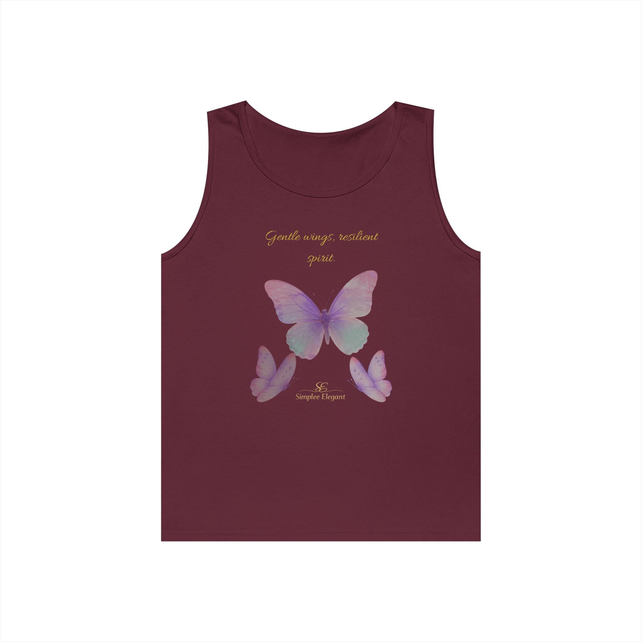 Simplee Elegant “Gentle Wings, Balanced Grace” Butterfly Tank – Soft Lavender Affirmation Top