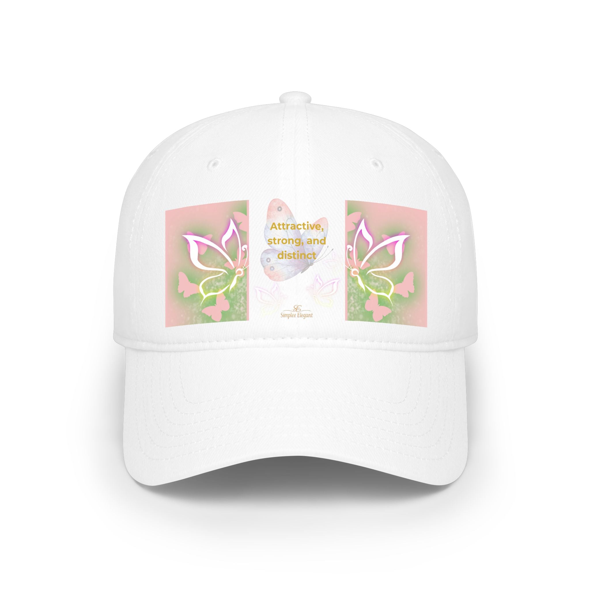 Butterfly Heart Baseball Cap - Floral Low Profile Hat for Women & Girls
