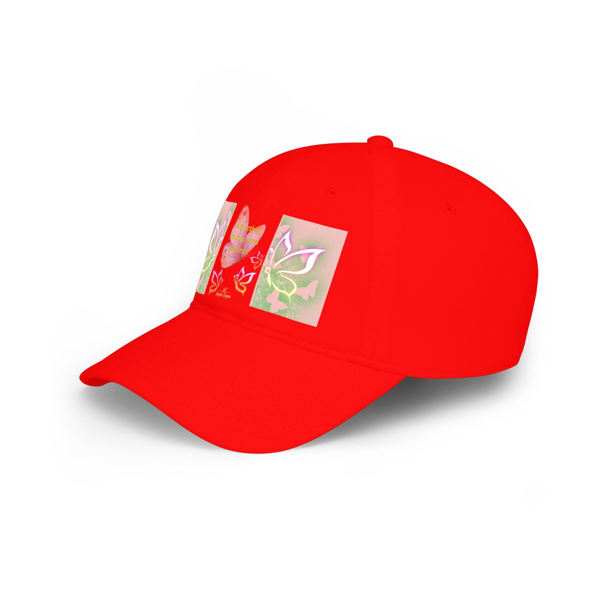 Butterfly Heart Baseball Cap - Floral Low Profile Hat for Women & Girls