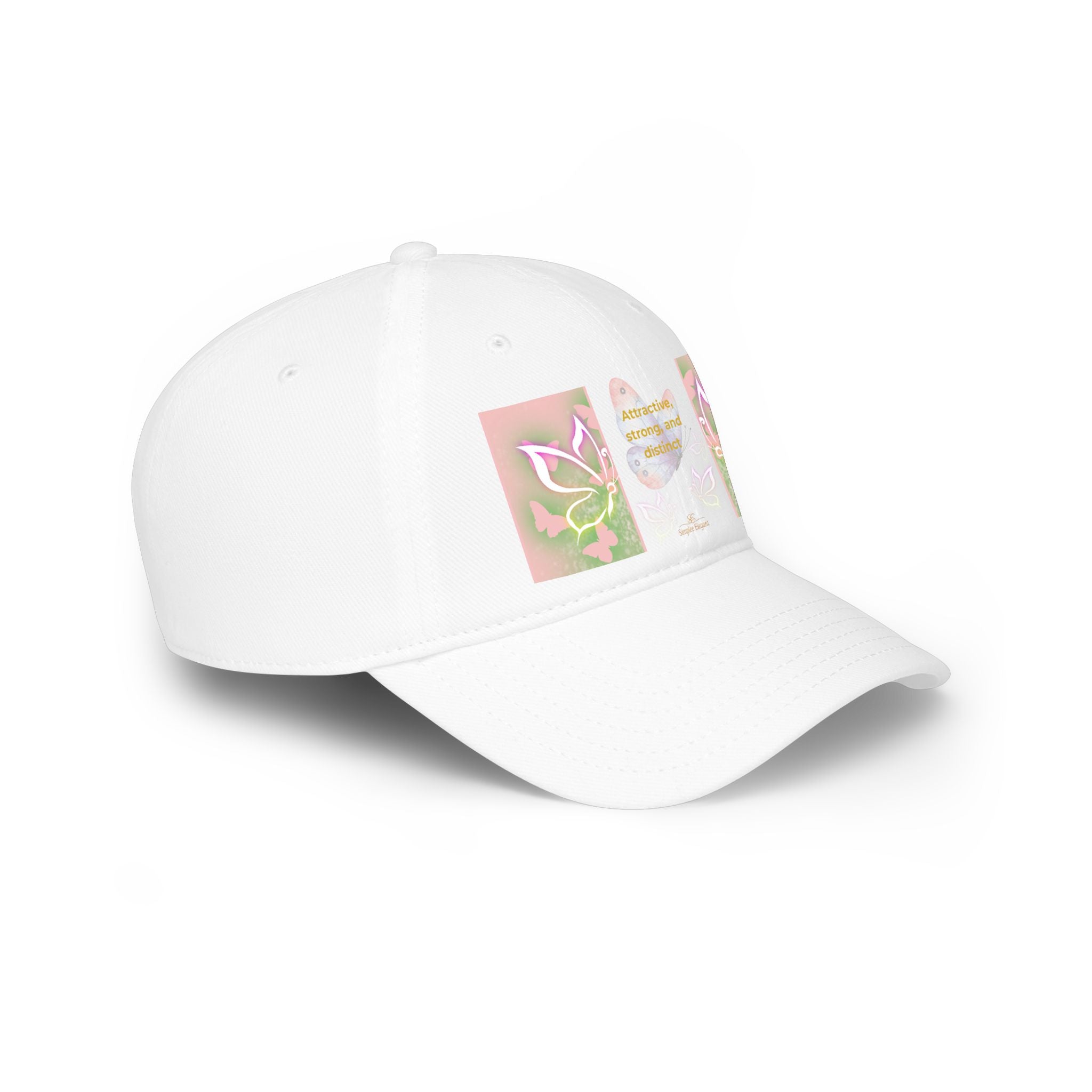 Butterfly Heart Baseball Cap - Floral Low Profile Hat for Women & Girls