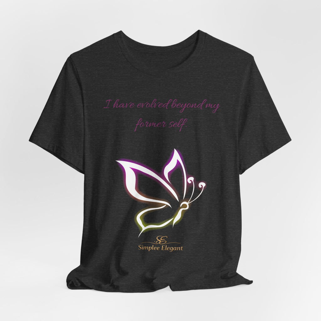 Simplee Elegant “Evolved Beyond My Former Self” Butterfly Tee – Glow Transformation Shirt