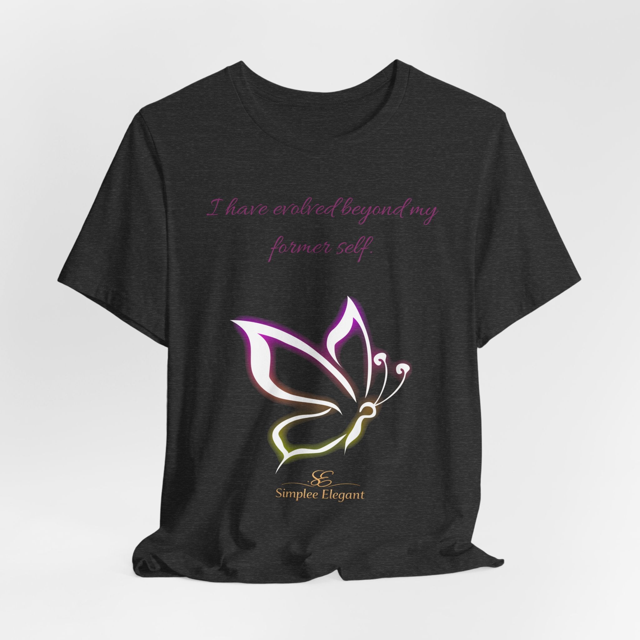 Simplee Elegant “Evolved Beyond My Former Self” Butterfly Tee – Glow Transformation Shirt