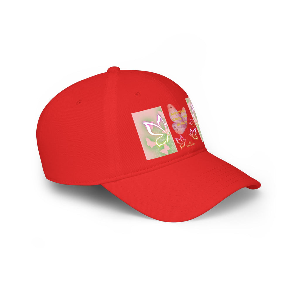 Butterfly Heart Baseball Cap - Floral Low Profile Hat for Women & Girls