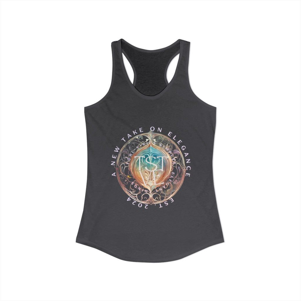 A New Take on Elegance Tank Top | Simplee Elegant Signature Racerback Tank | Feminine Statement Top