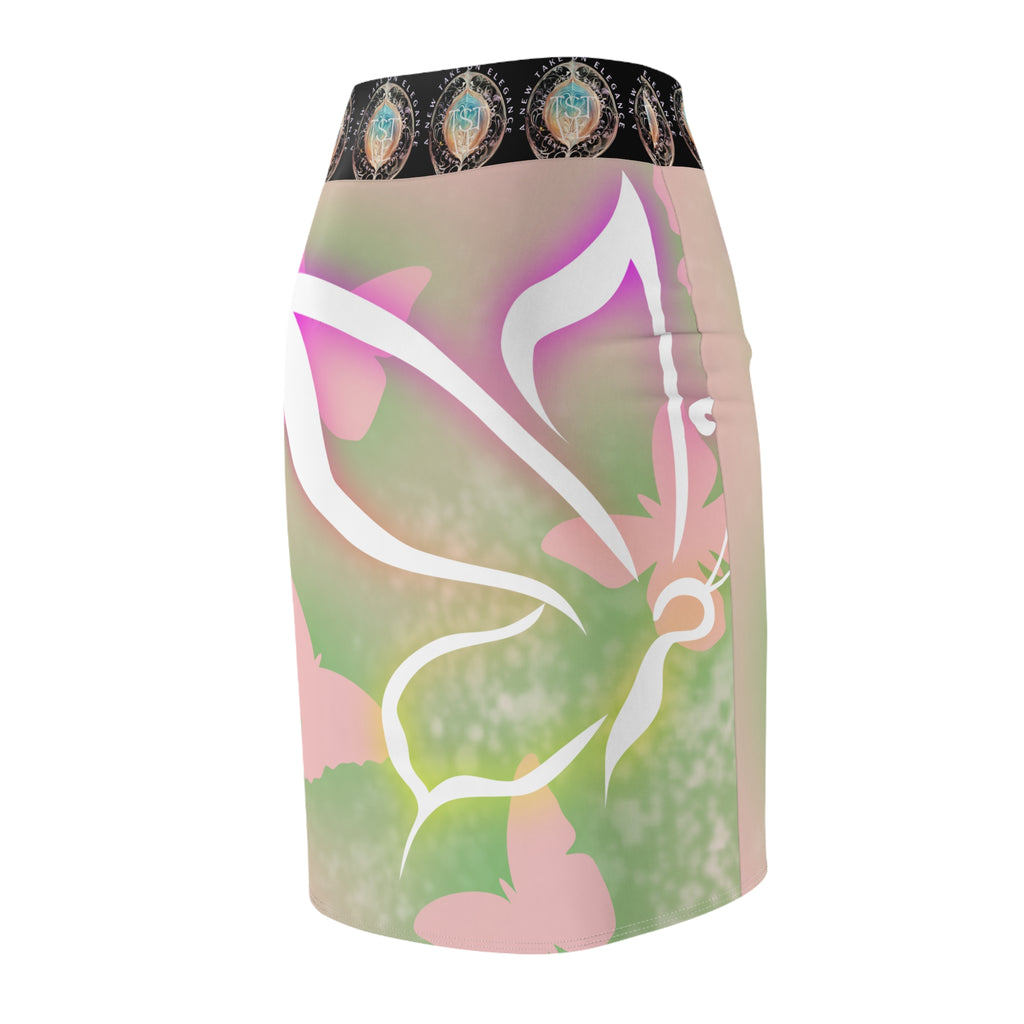Floral Butterfly Pencil Skirt — Pastel Boho AOP