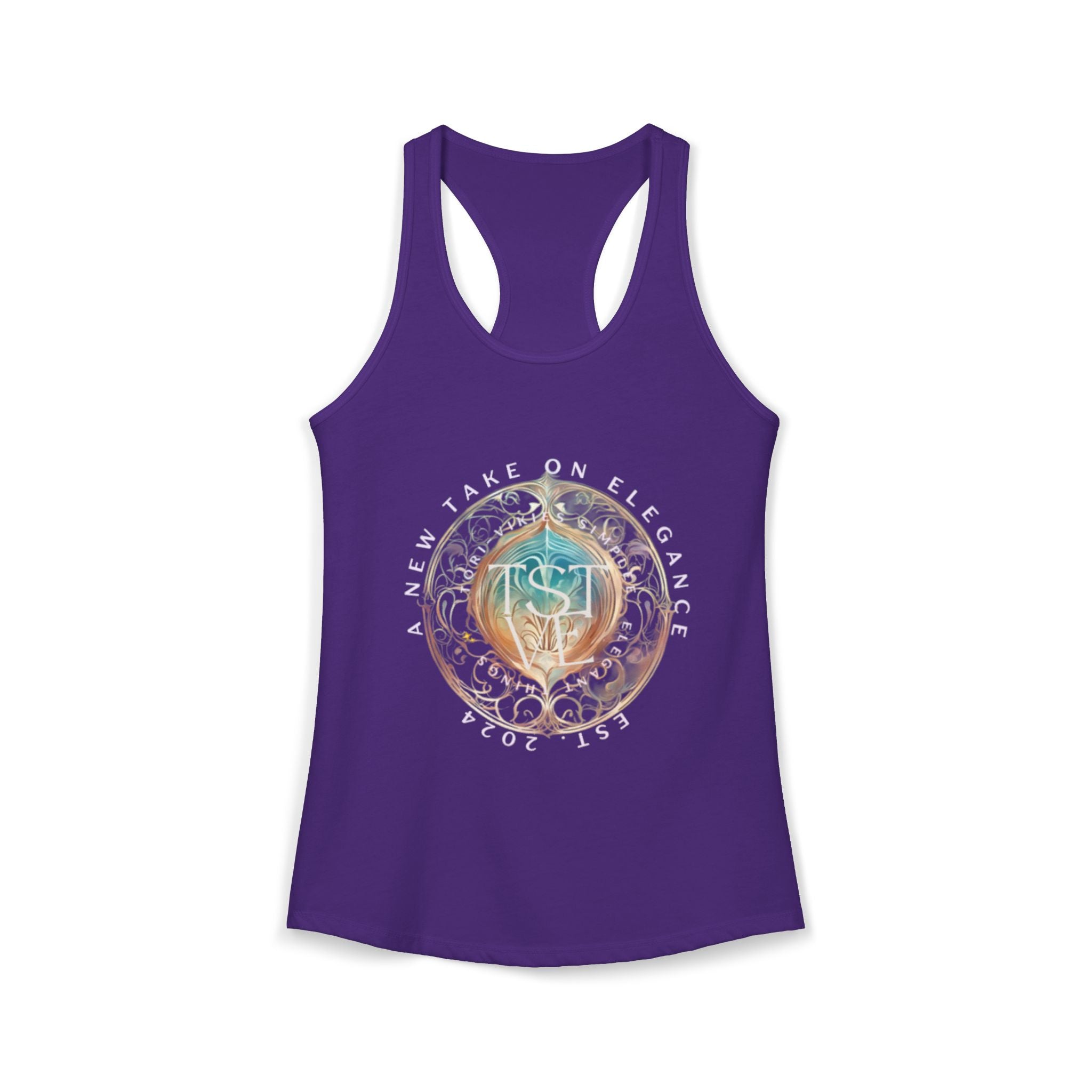 A New Take on Elegance Tank Top | Simplee Elegant Signature Racerback Tank | Feminine Statement Top