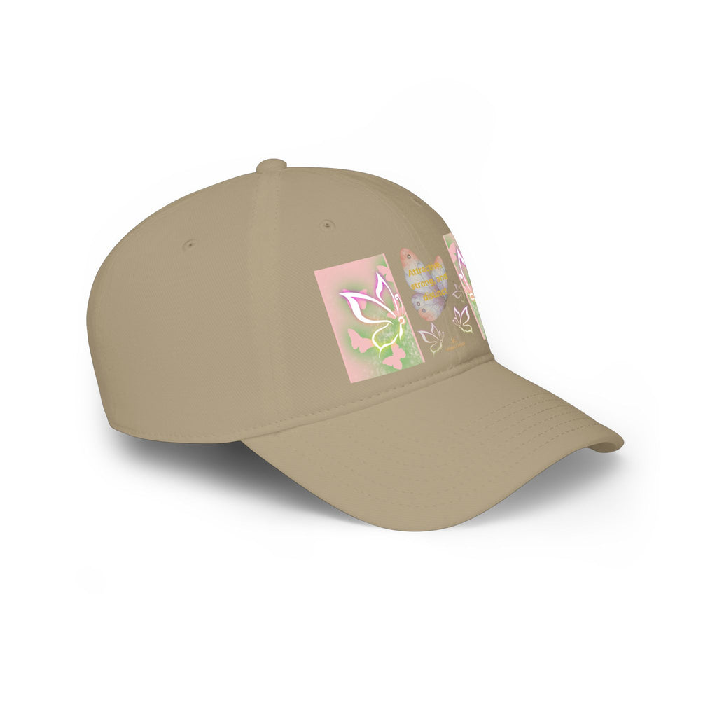 Butterfly Heart Baseball Cap - Floral Low Profile Hat for Women & Girls