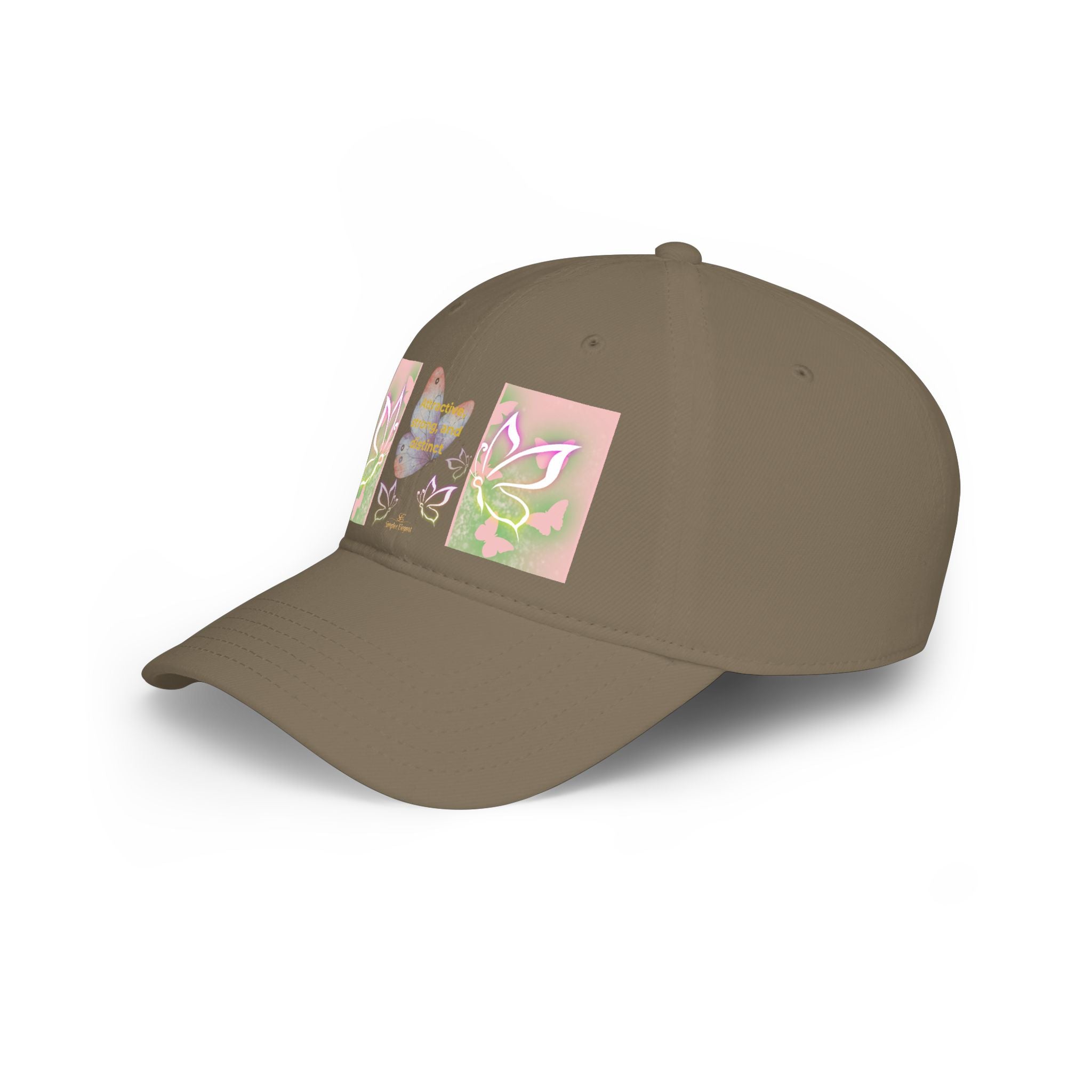 Butterfly Heart Baseball Cap - Floral Low Profile Hat for Women & Girls