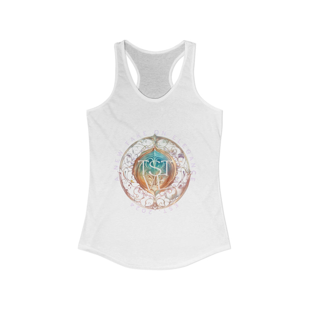 A New Take on Elegance Tank Top | Simplee Elegant Signature Racerback Tank | Feminine Statement Top