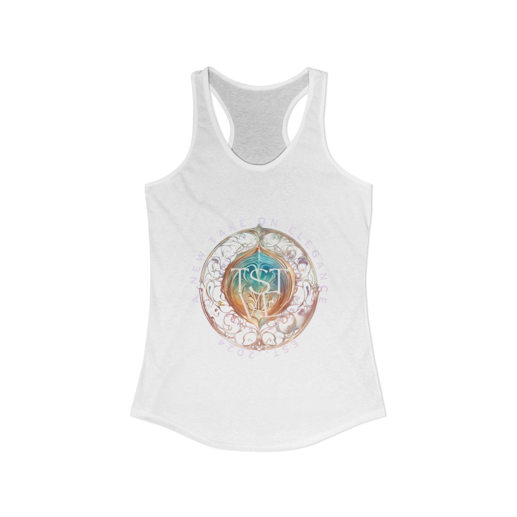 A New Take on Elegance Tank Top | Simplee Elegant Signature Racerback Tank | Feminine Statement Top