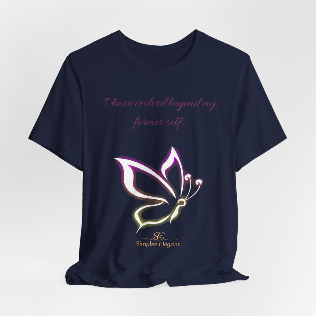 Simplee Elegant “Evolved Beyond My Former Self” Butterfly Tee – Glow Transformation Shirt