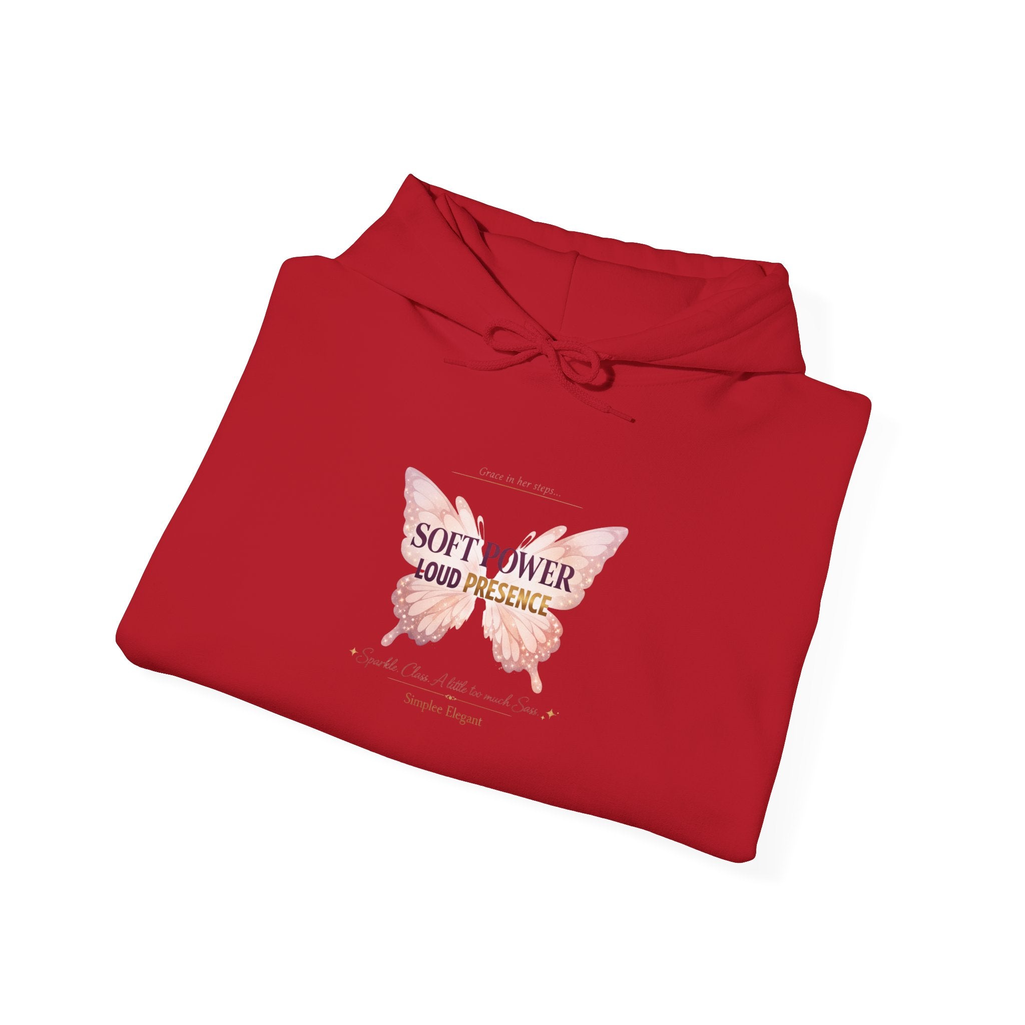 Soft Power Loud Presence Hoodie | Butterfly Feminine Strength Sweatshirt