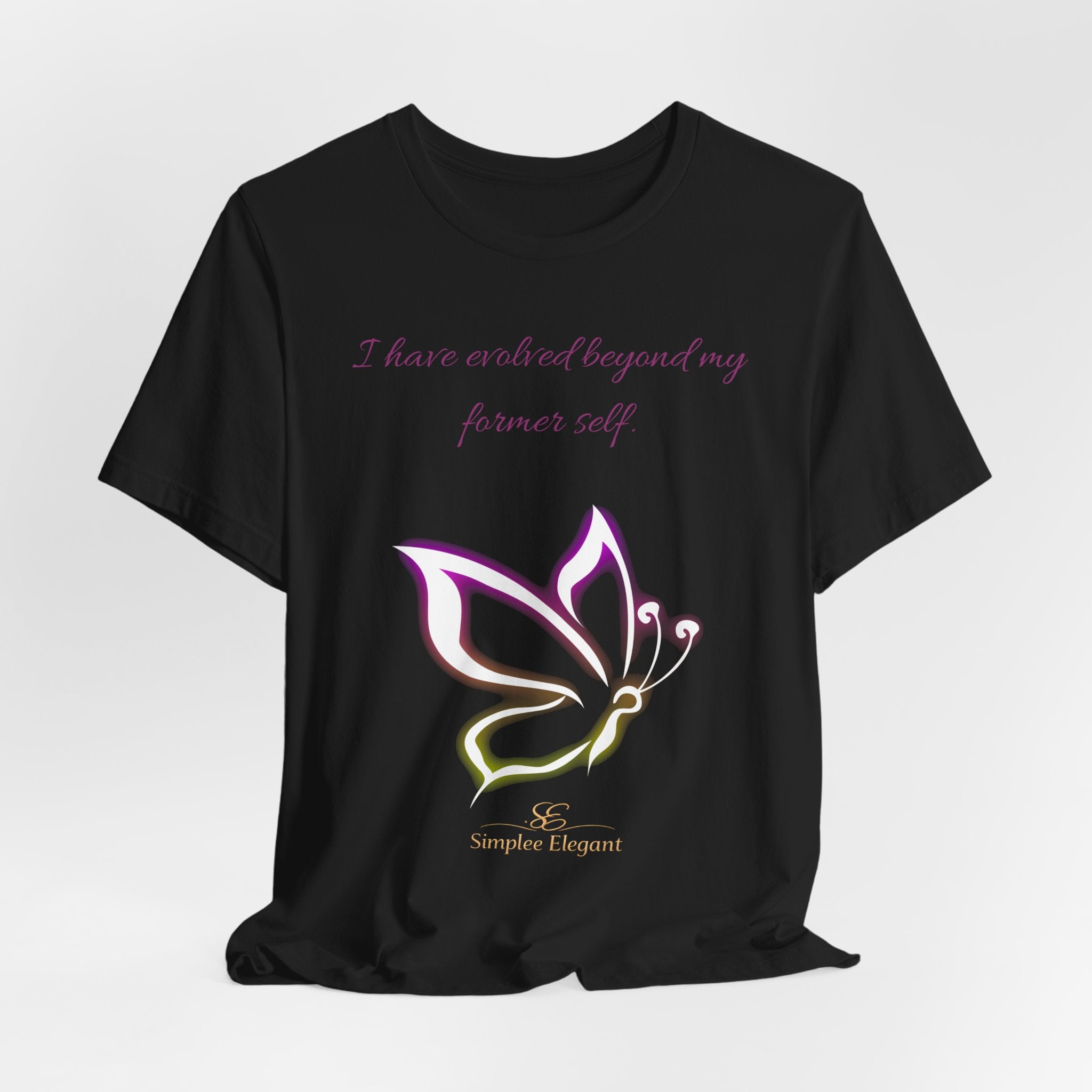Simplee Elegant “Evolved Beyond My Former Self” Butterfly Tee – Glow Transformation Shirt