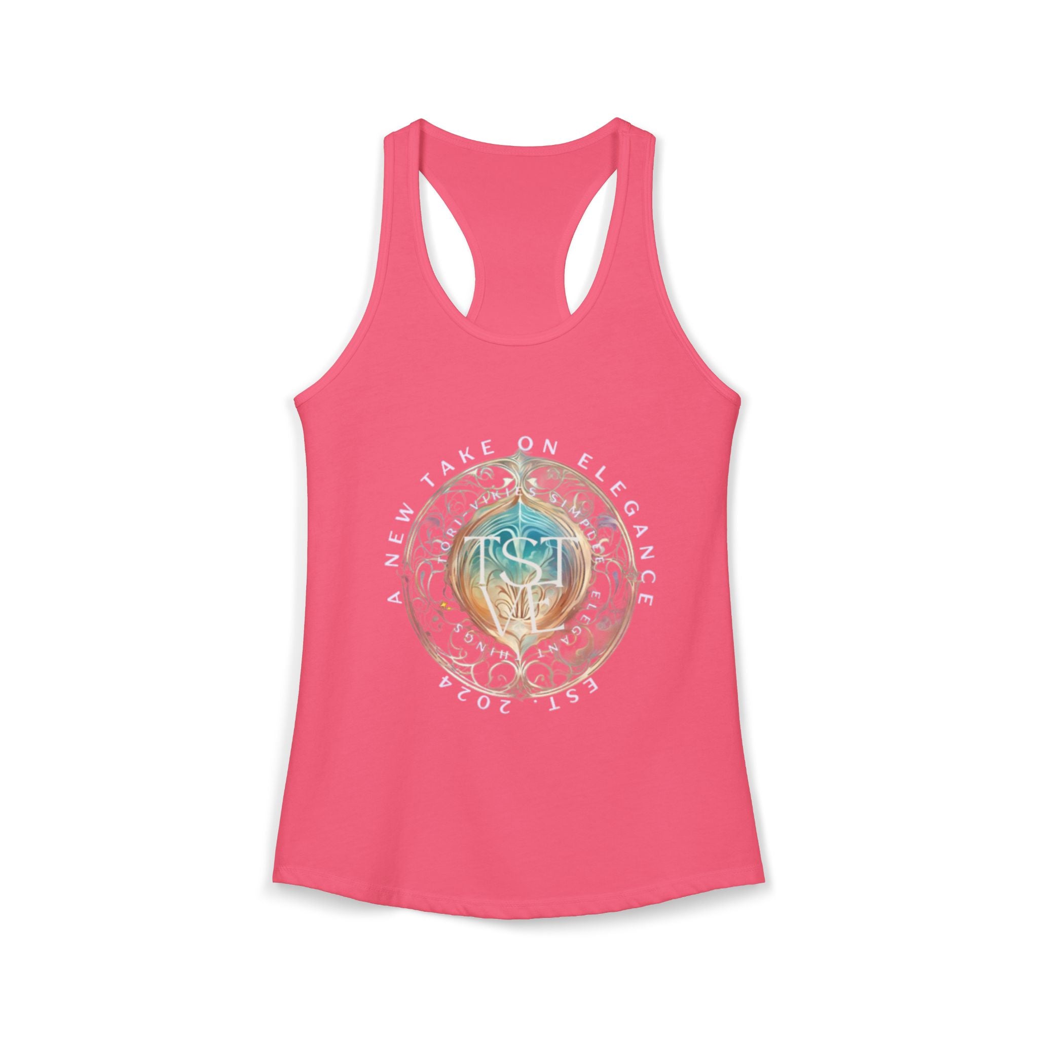 A New Take on Elegance Tank Top | Simplee Elegant Signature Racerback Tank | Feminine Statement Top