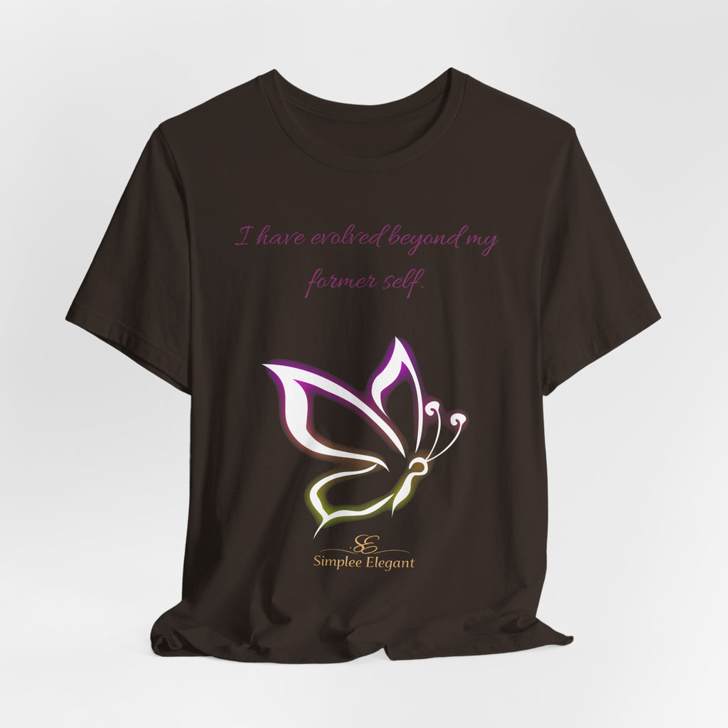Simplee Elegant “Evolved Beyond My Former Self” Butterfly Tee – Glow Transformation Shirt
