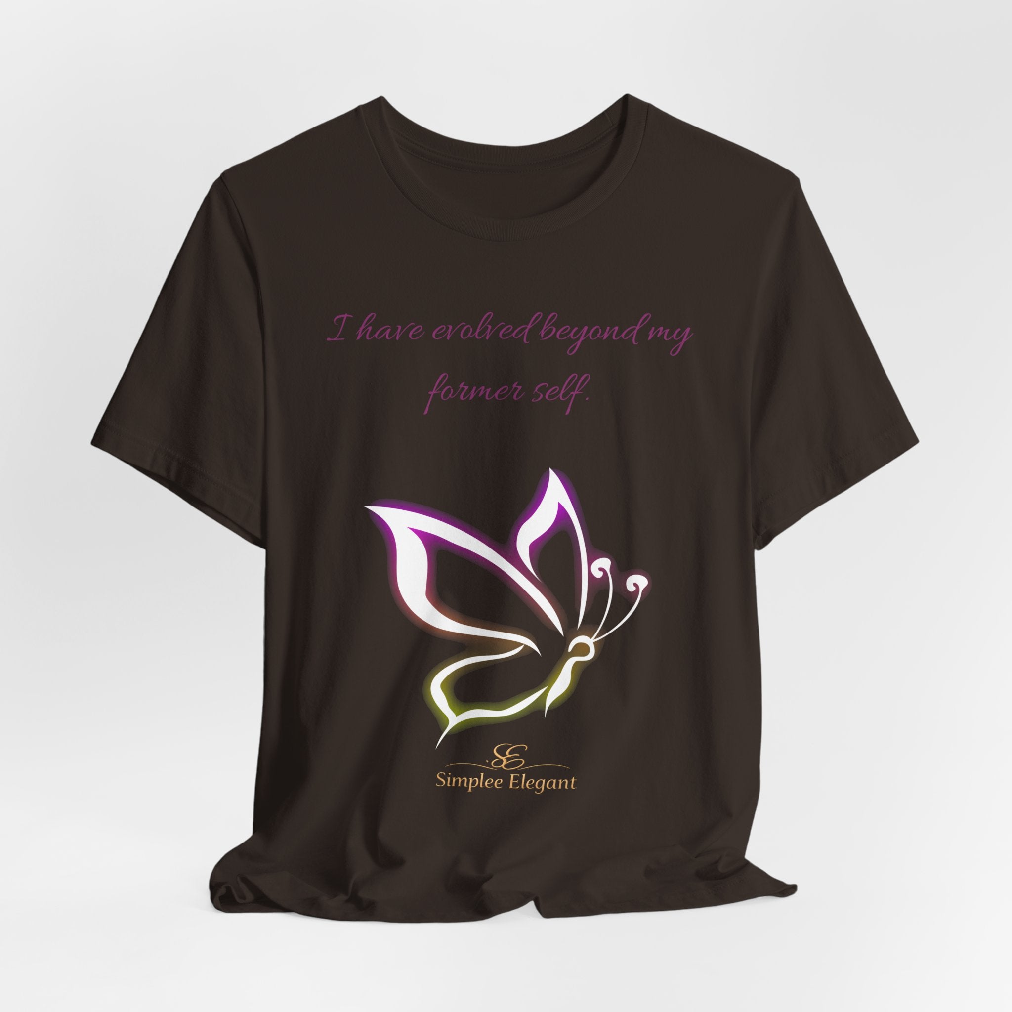 Simplee Elegant “Evolved Beyond My Former Self” Butterfly Tee – Glow Transformation Shirt