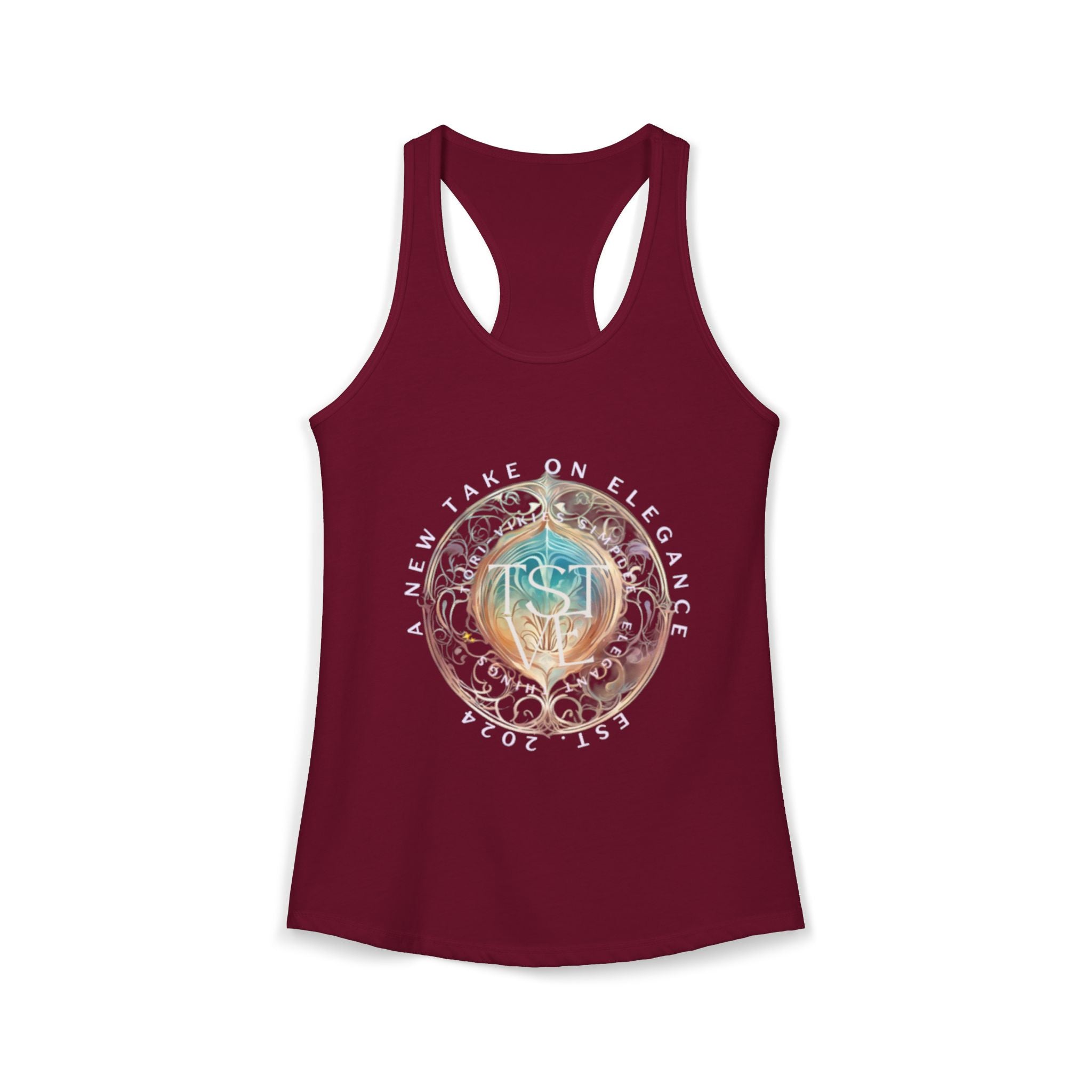 A New Take on Elegance Tank Top | Simplee Elegant Signature Racerback Tank | Feminine Statement Top
