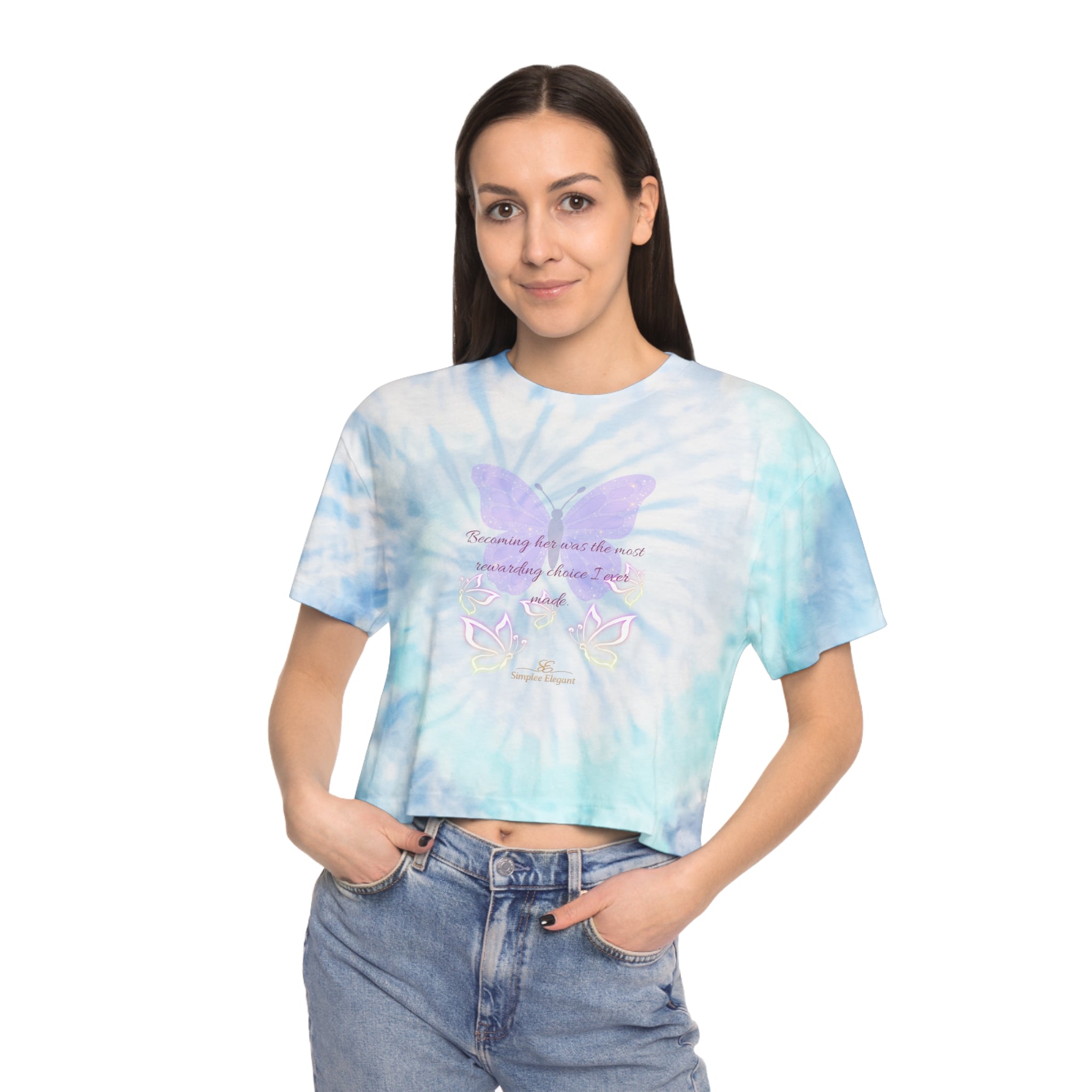 Simplee Elegant “Becoming Her” Butterfly Glow Design – Empowerment Transformation Graphic