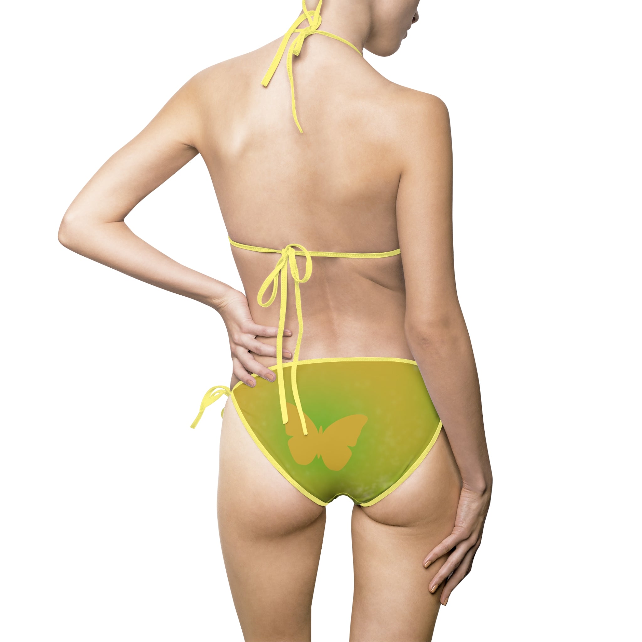 Green Watercolor Triangle Bikini — Women's Tie-Side Swimsuit