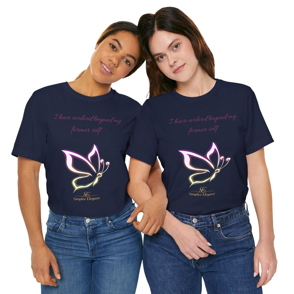 Simplee Elegant “Evolved Beyond My Former Self” Butterfly Tee – Glow Transformation Shirt