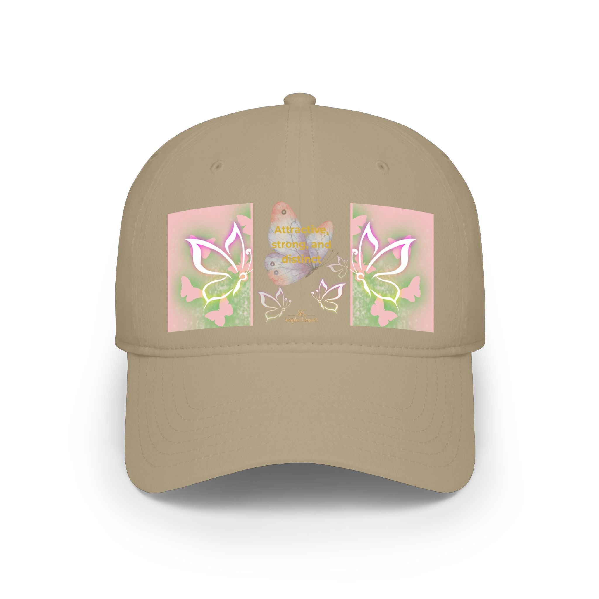 Butterfly Heart Baseball Cap - Floral Low Profile Hat for Women & Girls