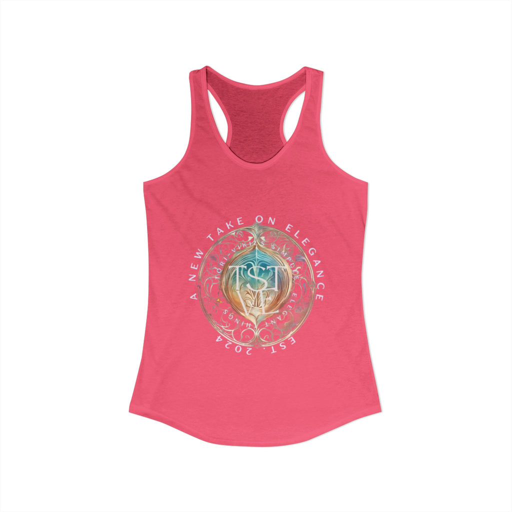 A New Take on Elegance Tank Top | Simplee Elegant Signature Racerback Tank | Feminine Statement Top