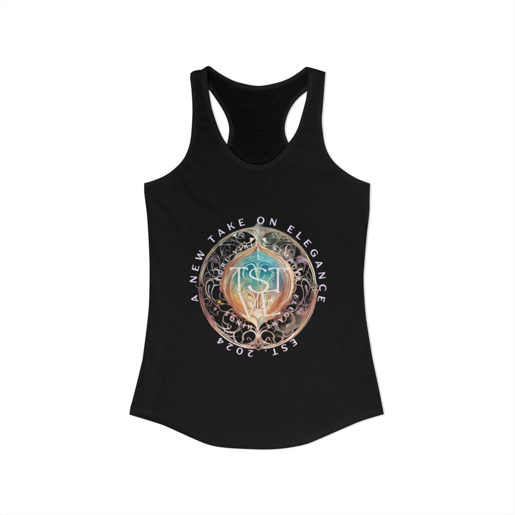 A New Take on Elegance Tank Top | Simplee Elegant Signature Racerback Tank | Feminine Statement Top