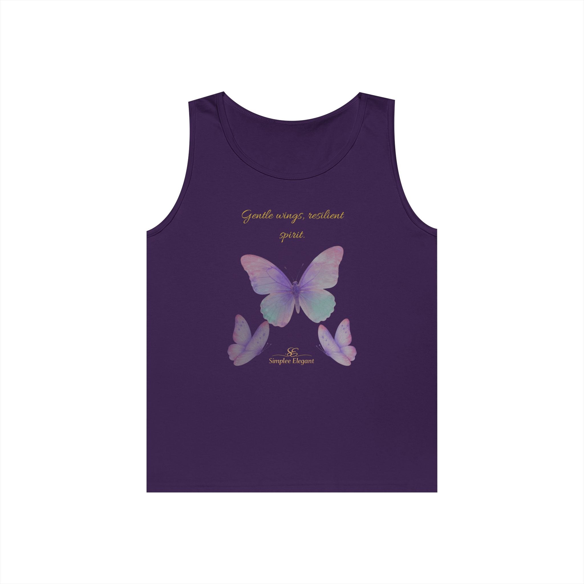 Simplee Elegant “Gentle Wings, Balanced Grace” Butterfly Tank – Soft Lavender Affirmation Top