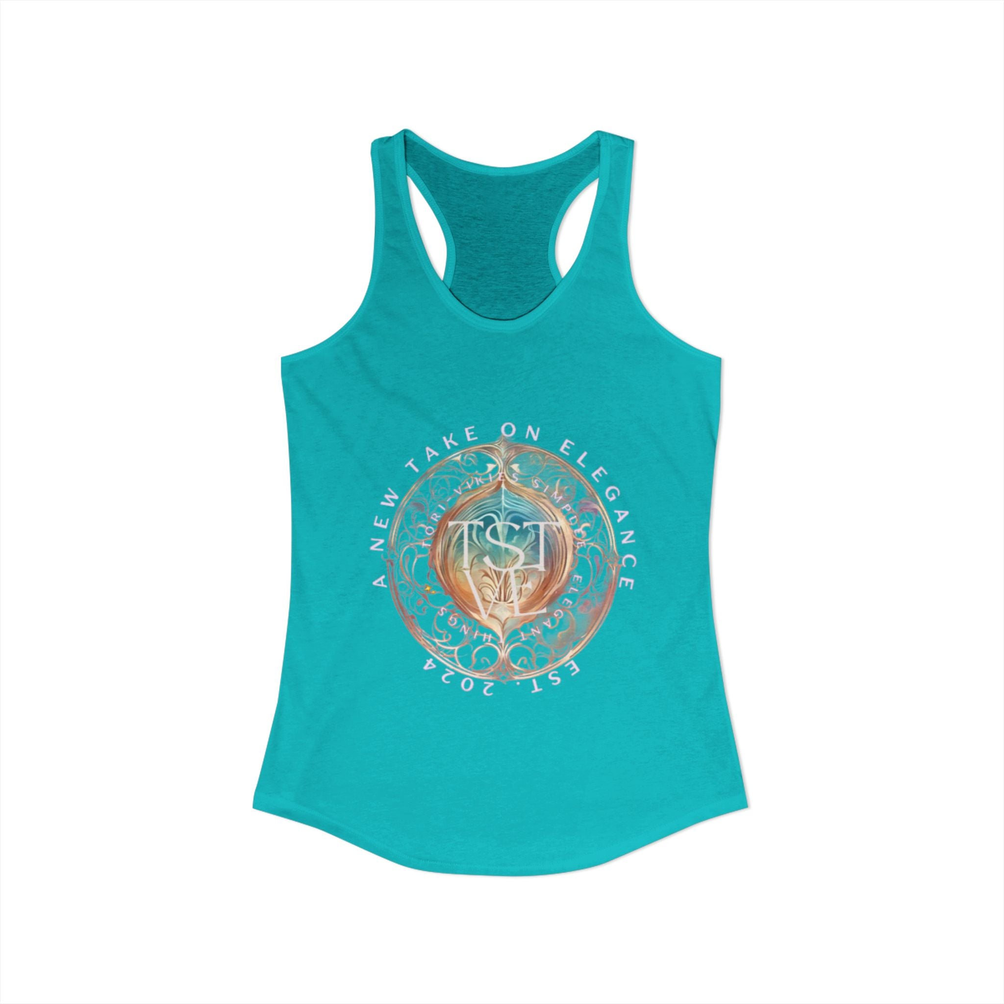 A New Take on Elegance Tank Top | Simplee Elegant Signature Racerback Tank | Feminine Statement Top