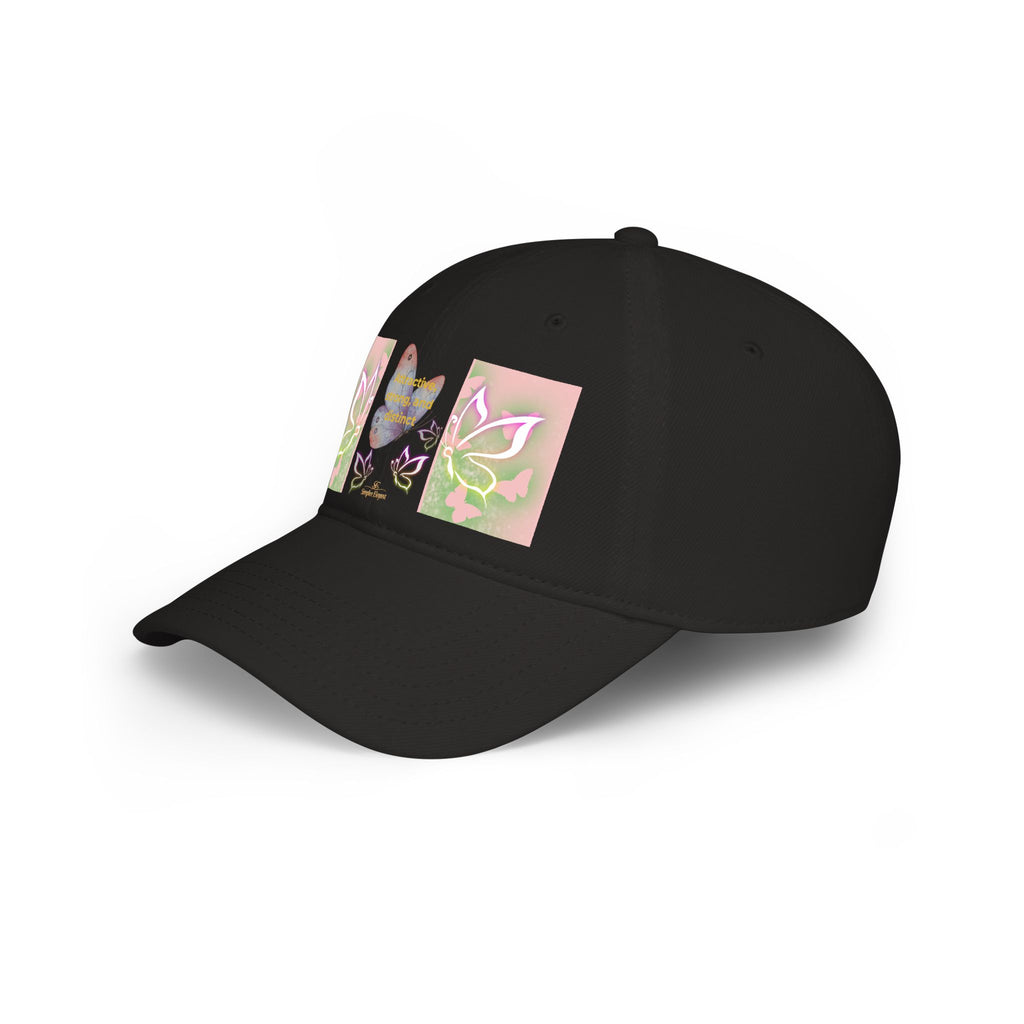 Butterfly Heart Baseball Cap - Floral Low Profile Hat for Women & Girls