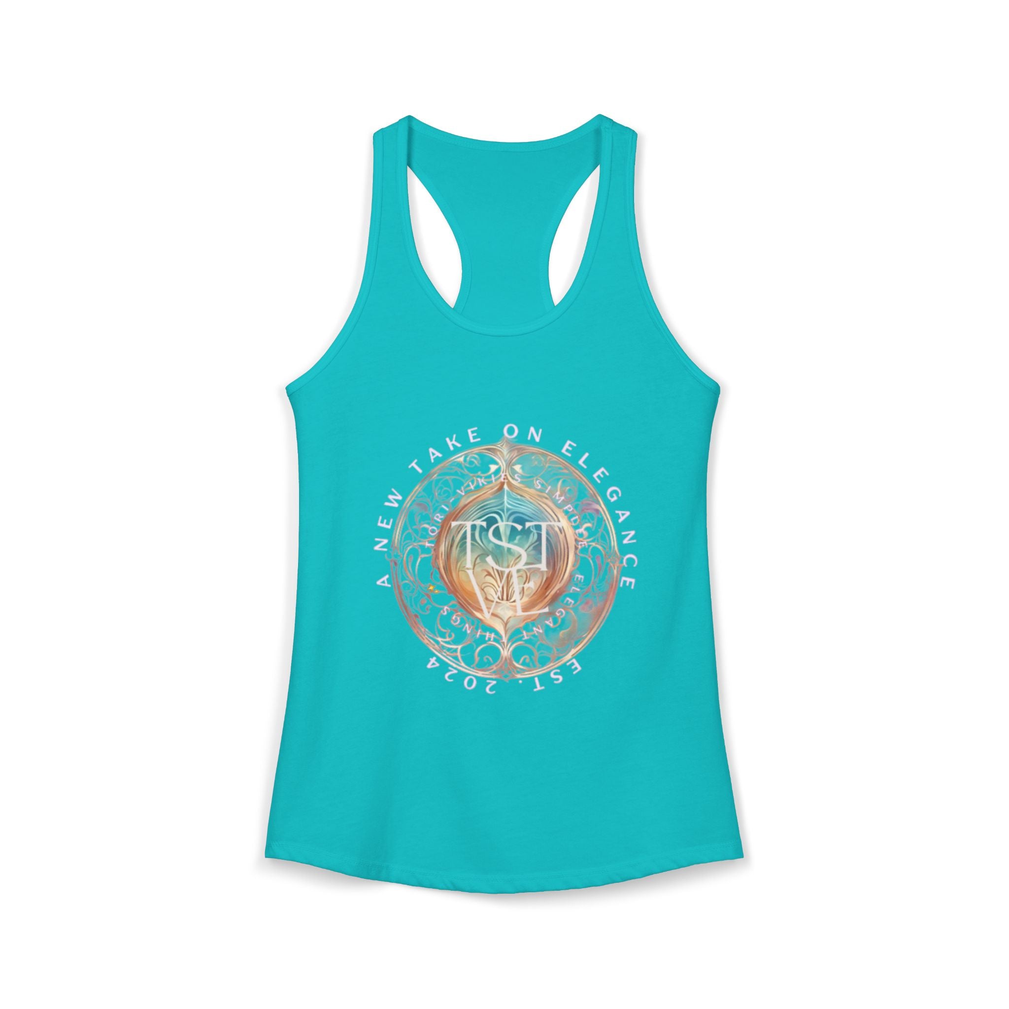 A New Take on Elegance Tank Top | Simplee Elegant Signature Racerback Tank | Feminine Statement Top