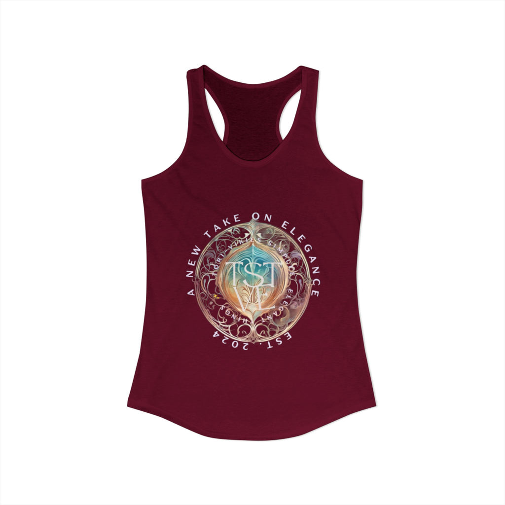 A New Take on Elegance Tank Top | Simplee Elegant Signature Racerback Tank | Feminine Statement Top