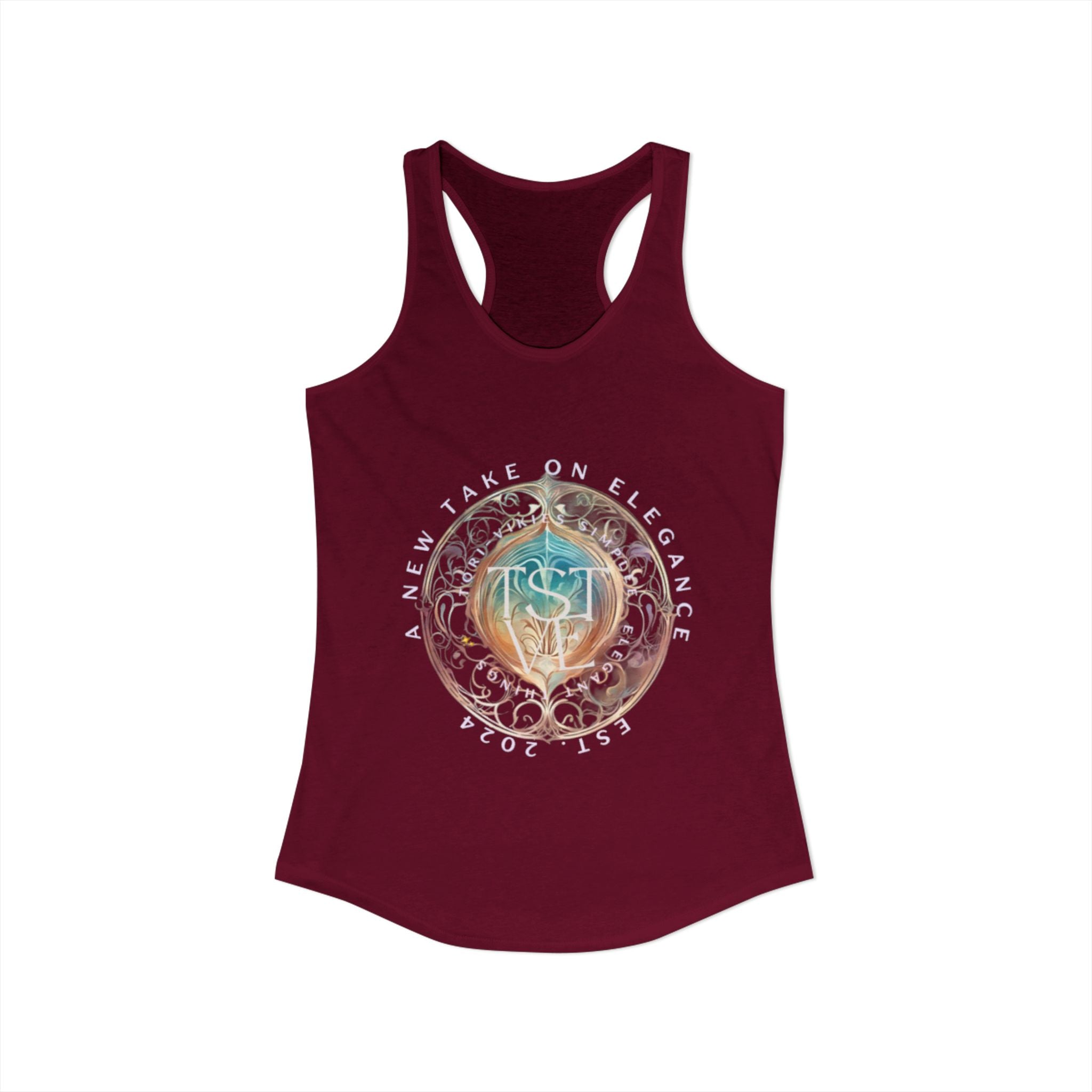 A New Take on Elegance Tank Top | Simplee Elegant Signature Racerback Tank | Feminine Statement Top