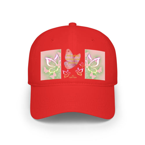 Butterfly Heart Baseball Cap - Floral Low Profile Hat for Women & Girls