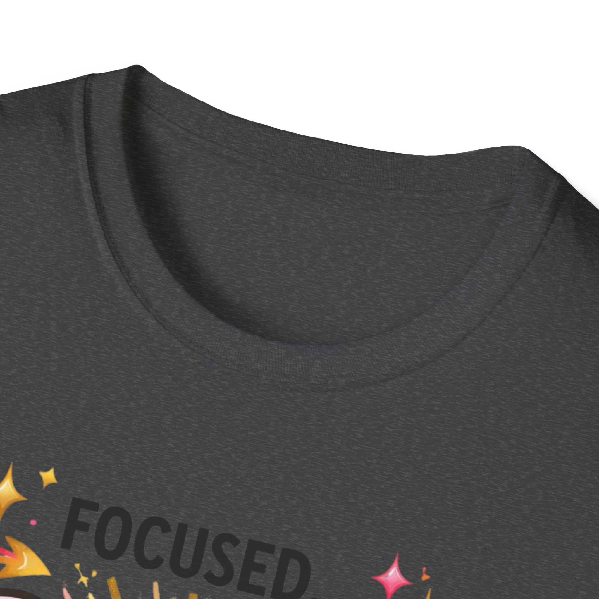 Simplee Elegant “Focused… Eventually” Tee – Funny Motivation Graphic Shirt