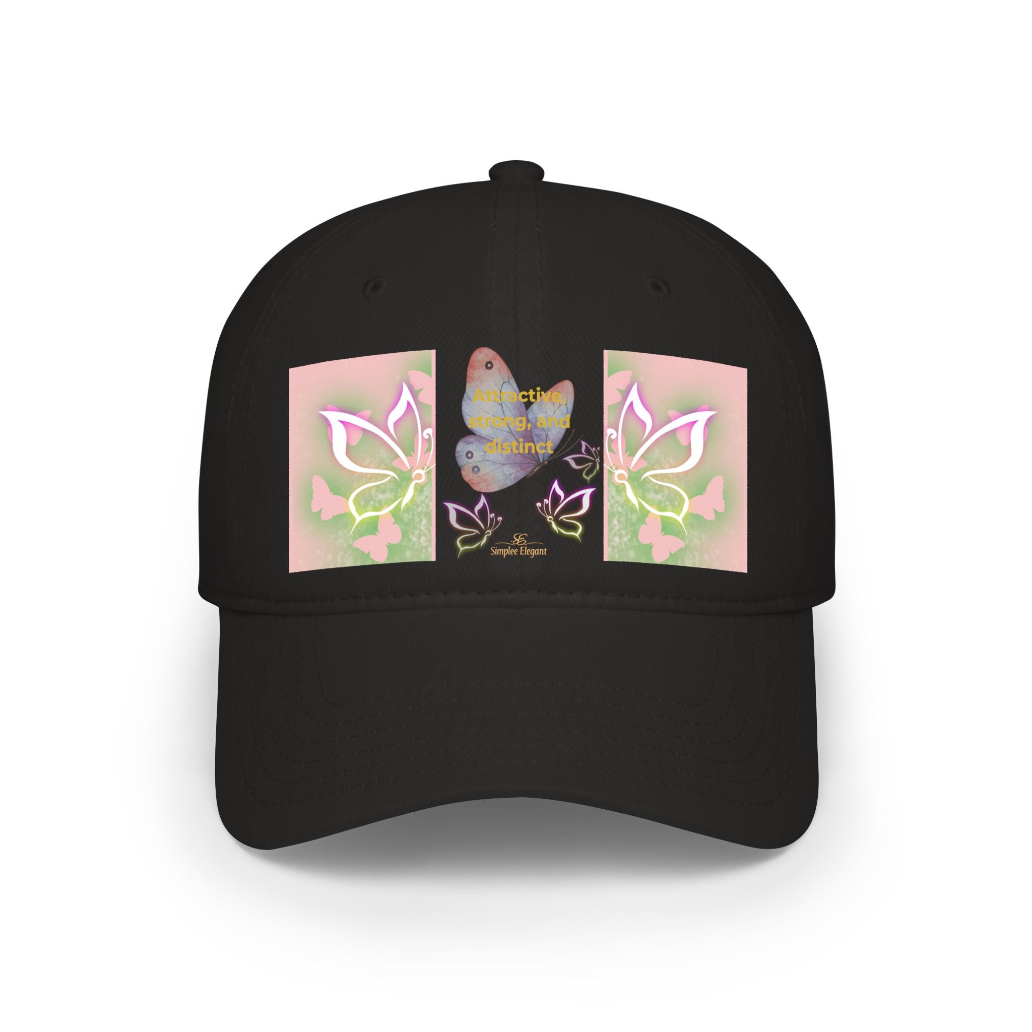 Butterfly Heart Baseball Cap - Floral Low Profile Hat for Women & Girls