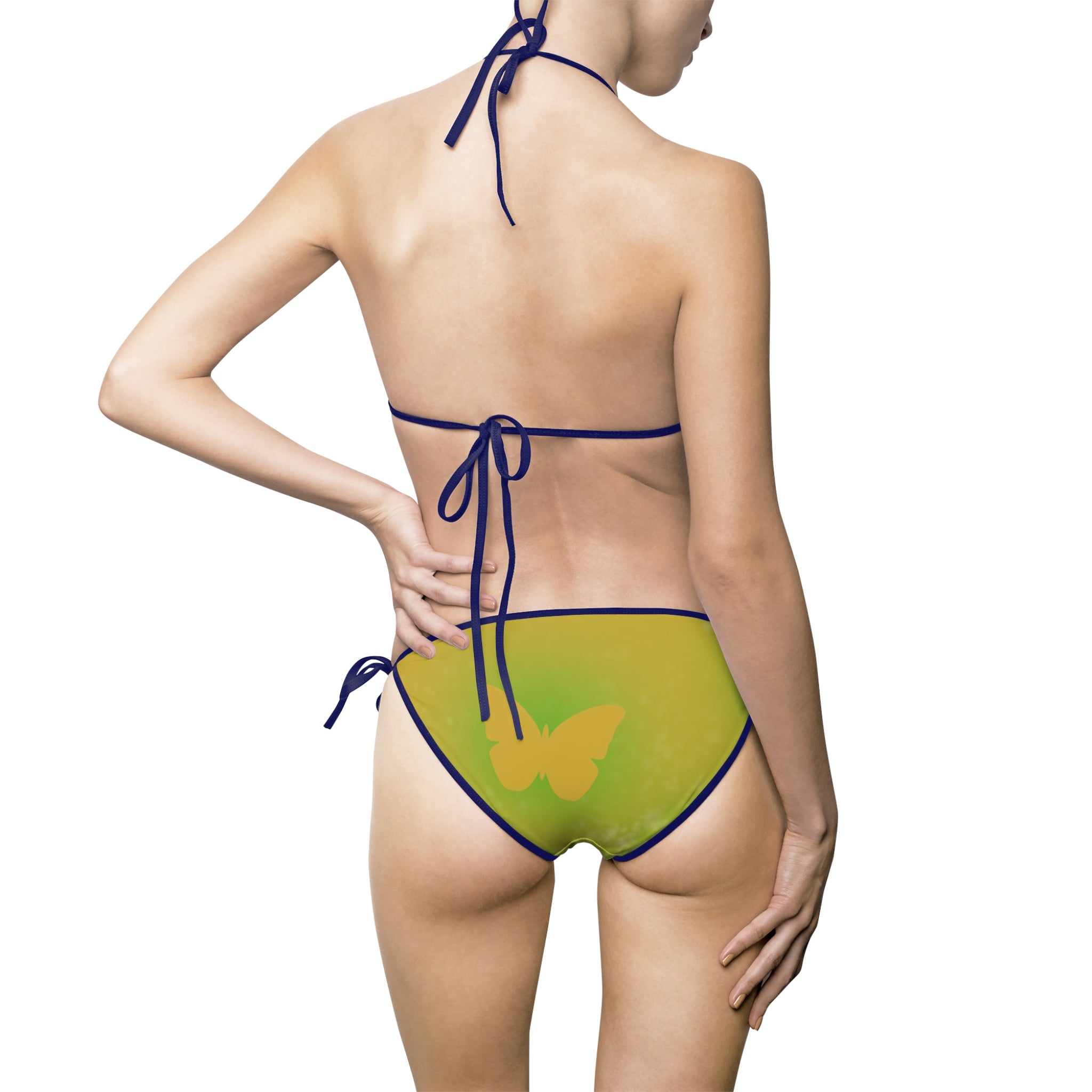 Green Watercolor Triangle Bikini — Women's Tie-Side Swimsuit