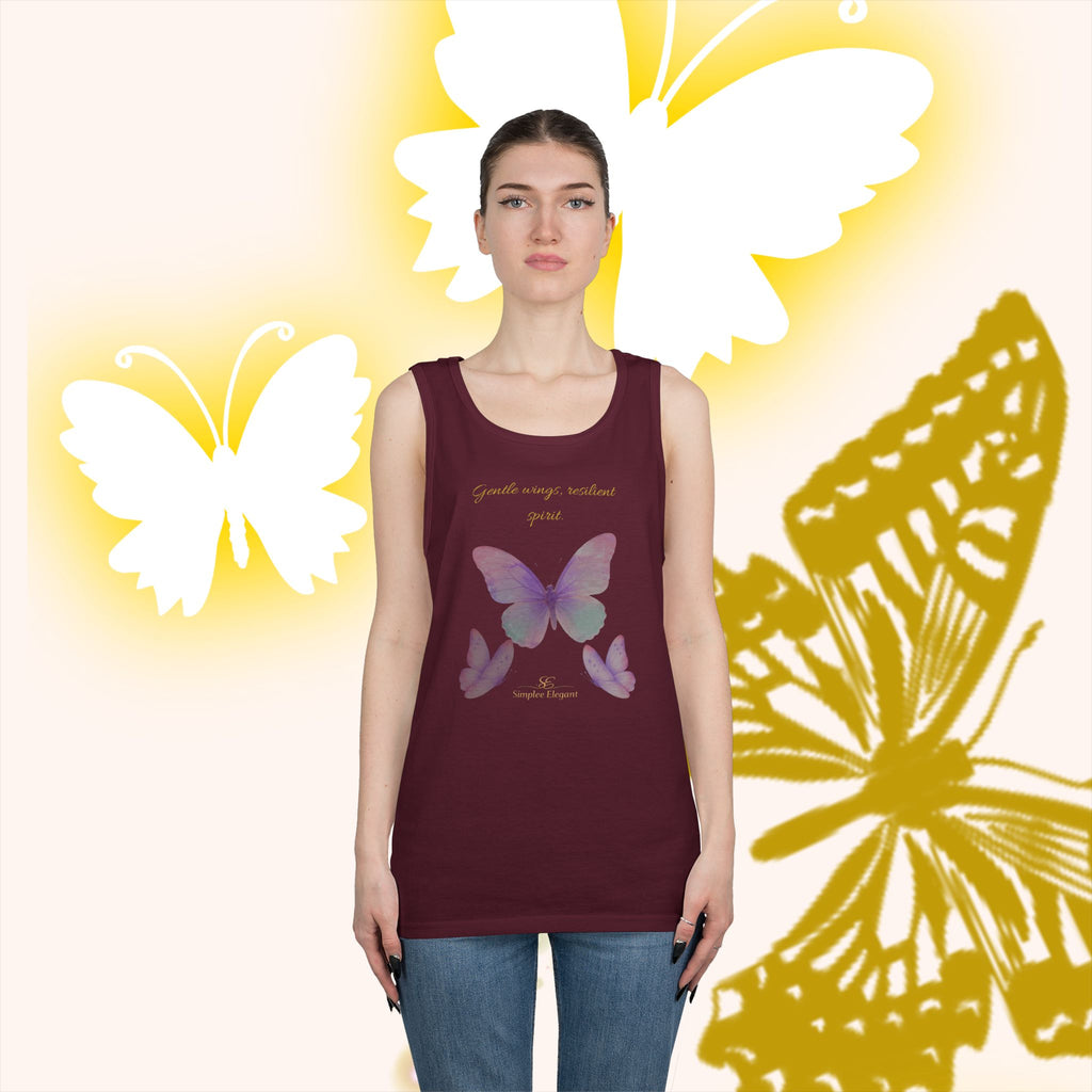 Simplee Elegant “Gentle Wings, Balanced Grace” Butterfly Tank – Soft Lavender Affirmation Top