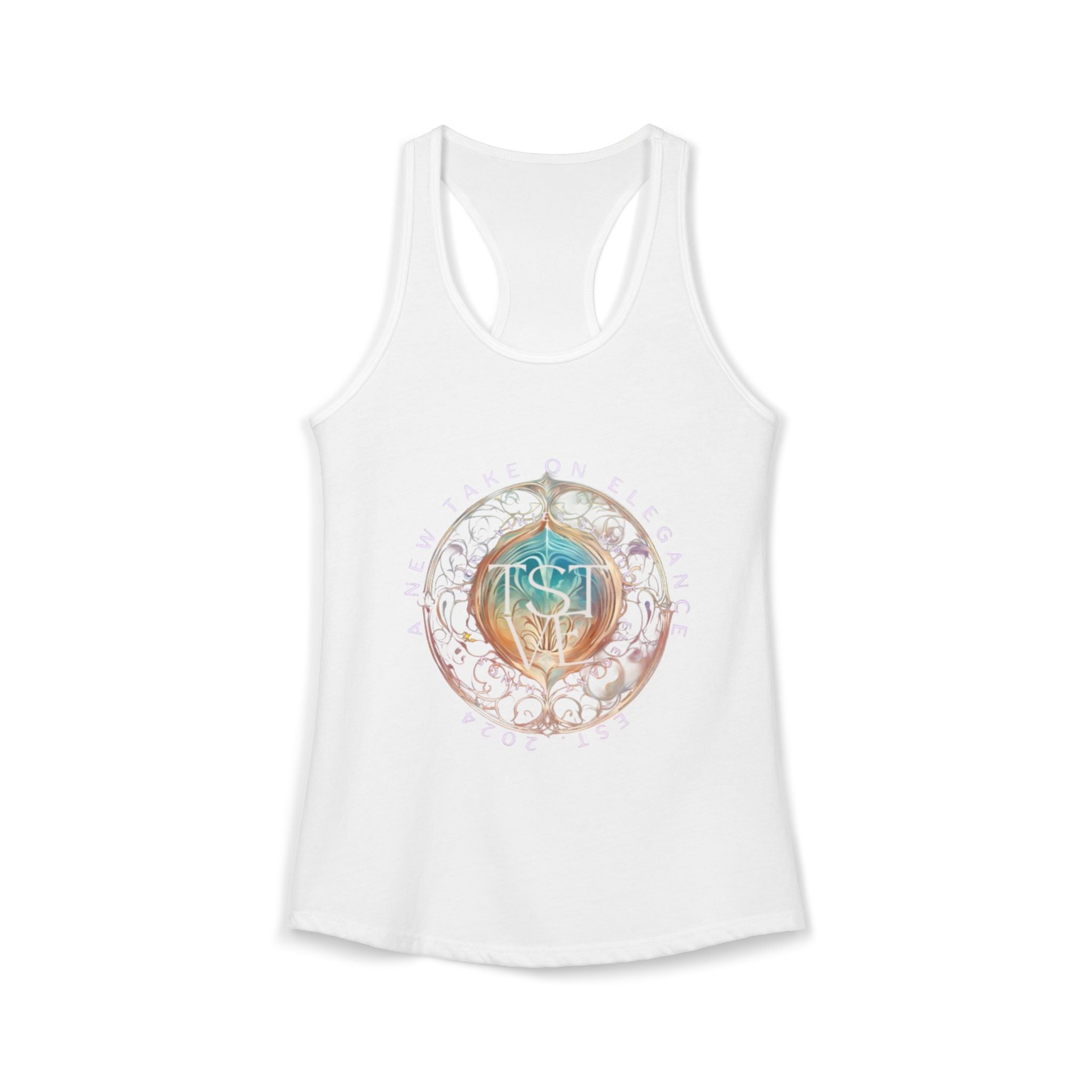 A New Take on Elegance Tank Top | Simplee Elegant Signature Racerback Tank | Feminine Statement Top