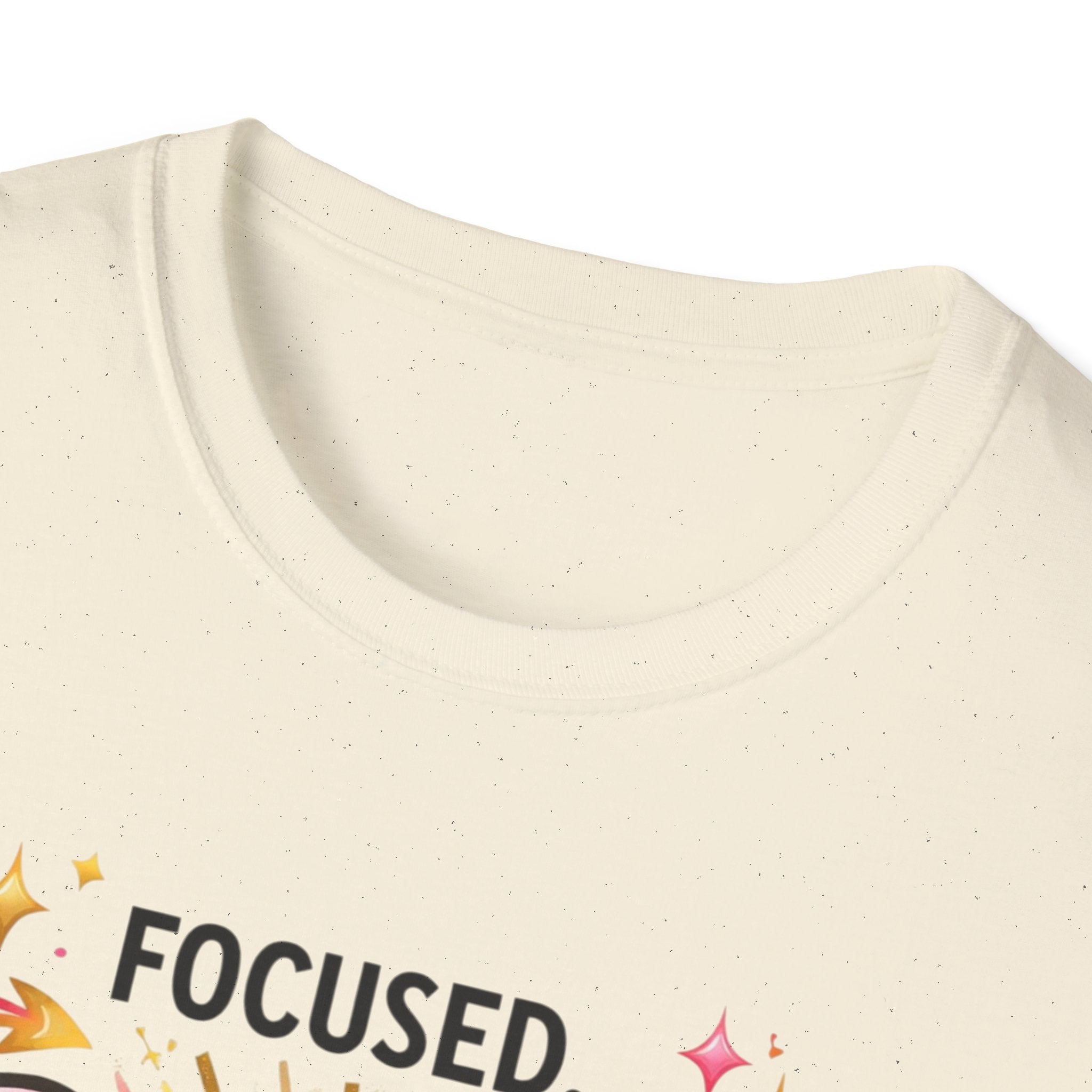 Simplee Elegant “Focused… Eventually” Tee – Funny Motivation Graphic Shirt