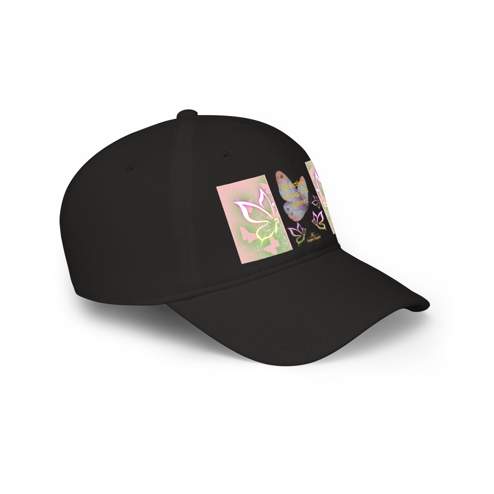 Butterfly Heart Baseball Cap - Floral Low Profile Hat for Women & Girls