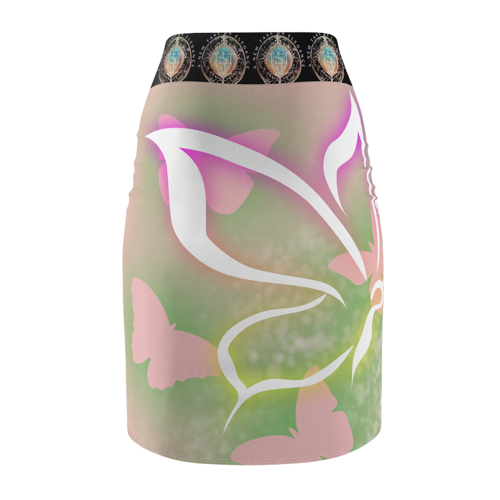 Floral Butterfly Pencil Skirt — Pastel Boho AOP