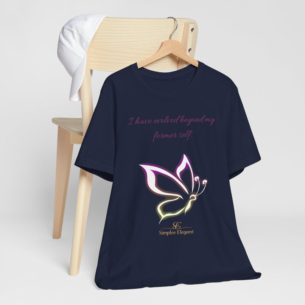 Simplee Elegant “Evolved Beyond My Former Self” Butterfly Tee – Glow Transformation Shirt